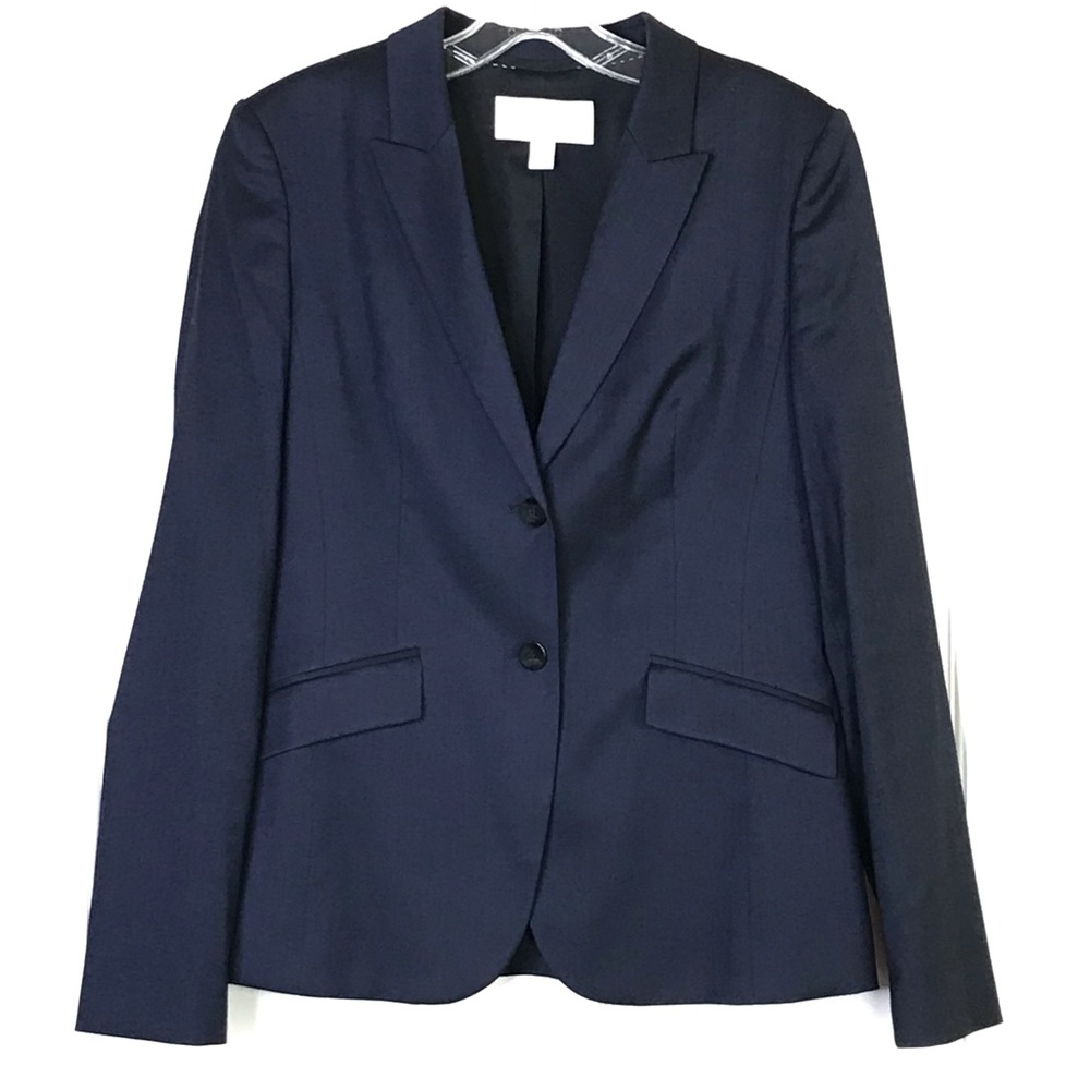 HUGO BOSS Navy Blue Virgin Wool Blend Julea Blazer Size 4